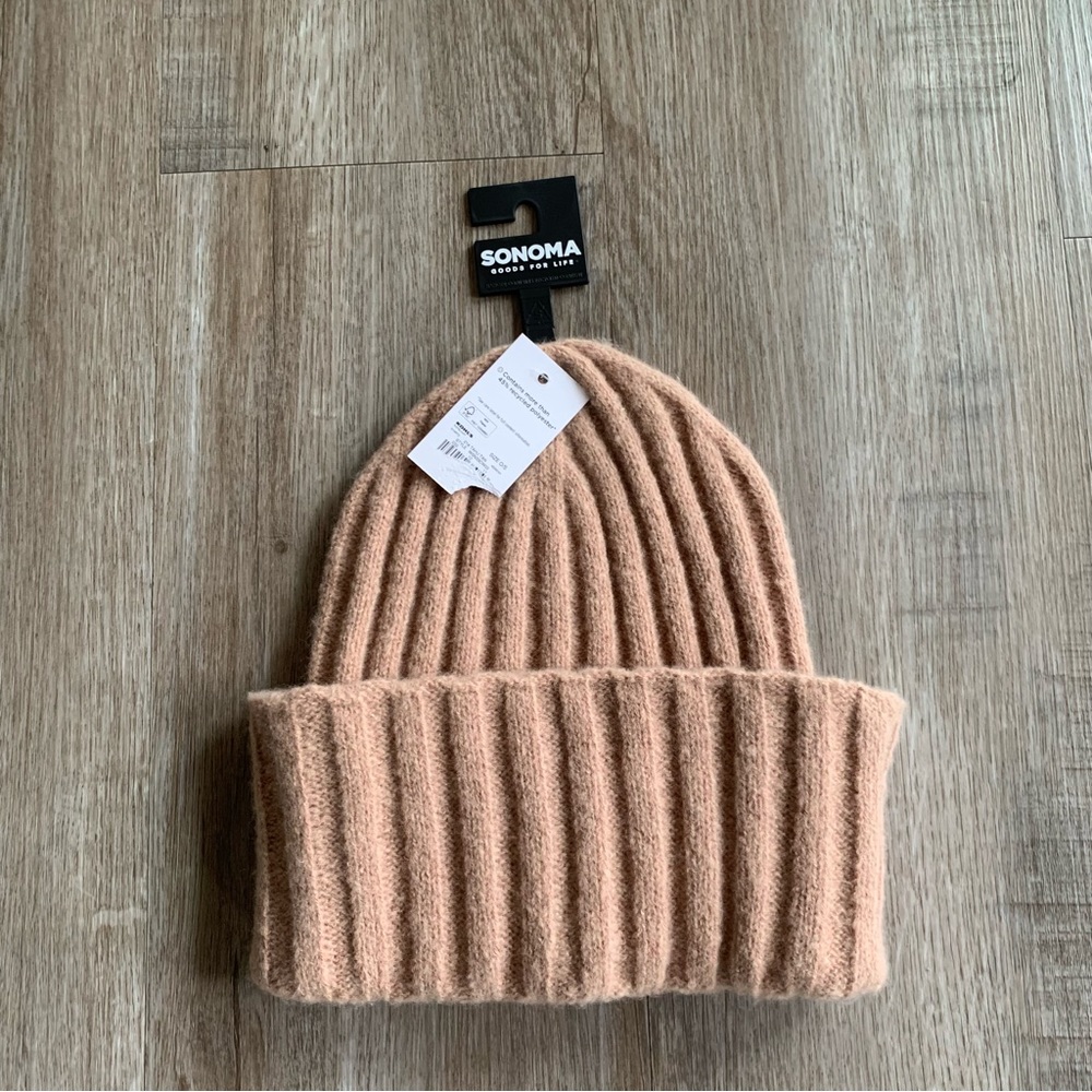 Tan Ribbed Beanie - Picture 2 of 3